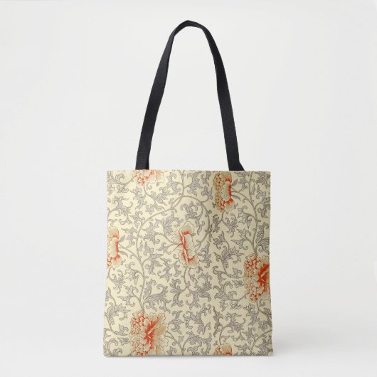 Roze Grijs Botanische Bloemen Tote Bag (Voorkant)
