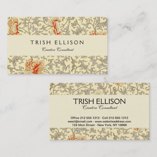  Roze Grijs Botanische Bloemen Visitekaartje (Voorkant / Achterkant)