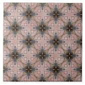 Roze, grijs, bronzen bloempatroon tegeltje (Voorkant)