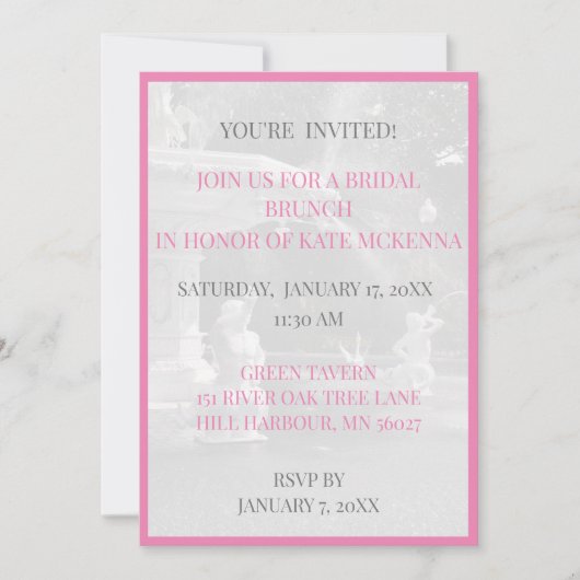 Roze/Grijs Bruidsmeisje lunch brunch Kaart (Voorkant)