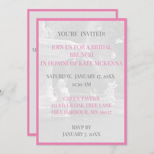 Roze/Grijs Bruidsmeisje lunch brunch Kaart (Voorkant / Achterkant)