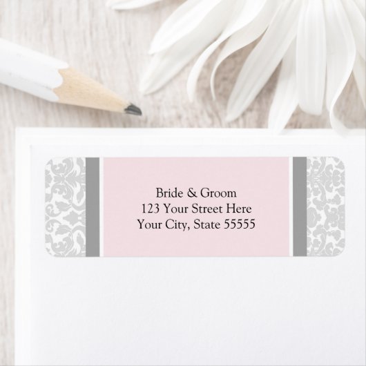 Roze Grijs Bruiloft Aangepaste retour adreslabels Etiket (Insitu)