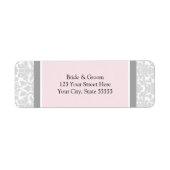 Roze Grijs Bruiloft Aangepaste retour adreslabels Etiket (Voorkant)