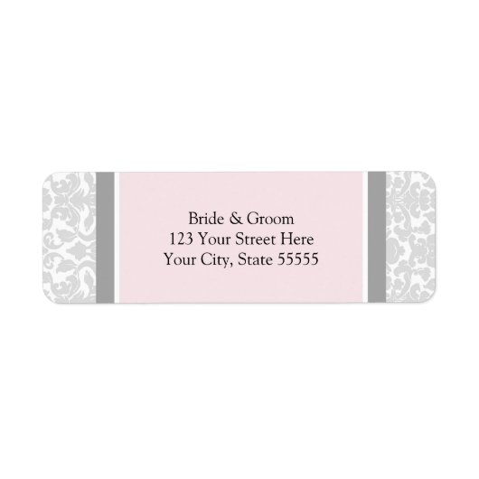 Roze Grijs Bruiloft Aangepaste retour adreslabels Etiket (Voorkant)