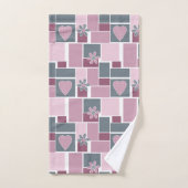 Roze grijs bruine patchwork van vierkante lapjes bad handdoek (Handdoek)