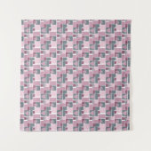 Roze grijs bruine patchwork van vierkante lapjes wandkleed (Voorkant (horizontaal))