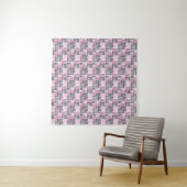 Roze grijs bruine patchwork van vierkante lapjes wandkleed (In Situ (horizontaal))