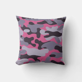 Roze Grijs Camo Print Sierkussen