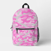 Roze Grijs Camouflage Bedrukte Rugzak (Voorkant)