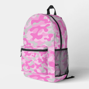 Roze Grijs Camouflage Bedrukte Rugzak