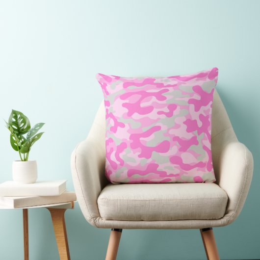 Roze Grijs Camouflagepatroon  Kussen (Stoel)
