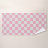 Roze + Grijs Check Checkerboard Patroon Badhanddoek (Badhanddoek)