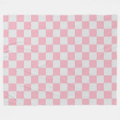 Roze + Grijs Check Checkerboard Patroon Fleece Deken (Voorkant (Horizontaal))