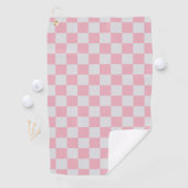 Roze + Grijs Check Checkerboard Patroon Golfhanddoek (Insitu)