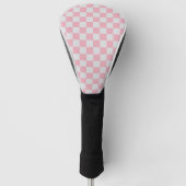 Roze + Grijs Check Checkerboard Patroon Golfheadcover (Voorkant)