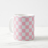 Roze + Grijs Check Checkerboard Patroon Koffiemok (Voorkant links)