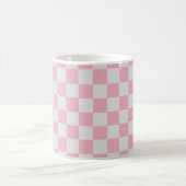 Roze + Grijs Check Checkerboard Patroon Koffiemok (Center)