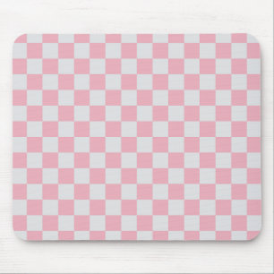 Roze + Grijs Check Checkerboard Patroon Muismat