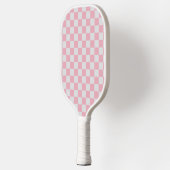 Roze + Grijs Check Checkerboard Patroon Pickleball Paddle (Links)