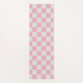 Roze + Grijs Check Checkerboard Patroon Yogamat (Voorkant)