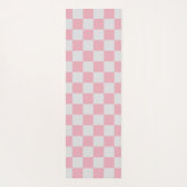 Roze + Grijs Check Checkerboard Patroon Yogamat (Achterkant)