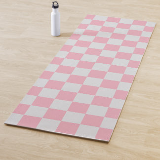 Roze + Grijs Check Checkerboard Patroon Yogamat