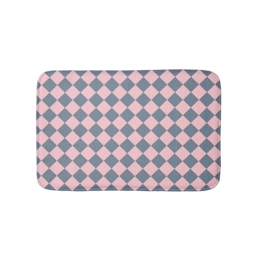 Roze Grijs Checker Diamant Patroon Badmat (Voorkant)