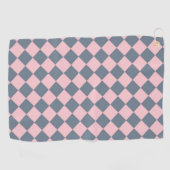Roze Grijs Checker Diamant Patroon Golfhanddoek (Horizontaal)