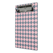 Roze Grijs Checker Diamant Patroon Mini Klembord (Angled2)