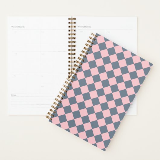 Roze Grijs Checker Diamant Patroon Planner (Display)
