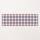 Roze Grijs Checker Diamant Patroon Yogamat (Achterkant (horizontaal))