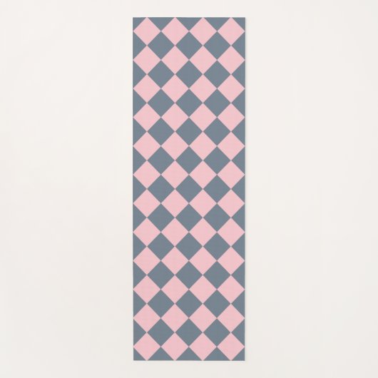 Roze Grijs Checker Diamant Patroon Yogamat (Voorkant)