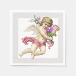 Roze Grijs Cherub Angel Papier Servet