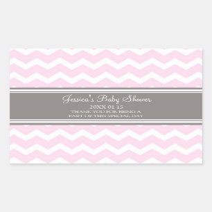 Roze Grijs Chevron Baby shower Favor Stickers