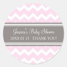 Roze Grijs Chevron Baby shower Favor Stickers