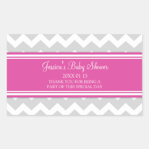 Roze Grijs Chevron Baby shower Favor Stickers