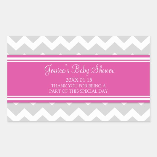 Roze Grijs Chevron Baby shower Favor Stickers (Voorkant)