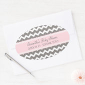 Roze Grijs Chevron Baby shower Favor Stickers (Envelop)