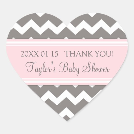 Roze Grijs Chevron Baby shower Favor Stickers (Voorkant)