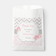 Roze & Grijs Chevron Ballerina Baby Shower