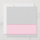 Roze Grijs Chevron Meisje Foto Geboorte Aankondigi Aankondiging (Achterkant)