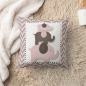Roze & Grijs Chevron Olifant Kussen (Deken)