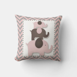 Roze & Grijs Chevron Olifant Kussen