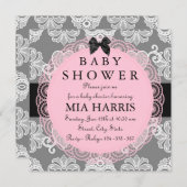 Roze & Grijs  Chic Baby shower Uitnodiging (Voorkant / Achterkant)