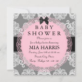 Roze & Grijs  Chic Baby shower Uitnodiging (Voorkant)