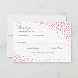Roze & Grijs Confetti Stippen Trouwen RSVP kaarten