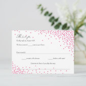 Roze & Grijs Confetti Stippen Trouwen RSVP kaarten (Staand voorkant)
