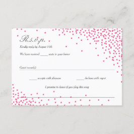 Roze & Grijs Confetti Stippen Trouwen RSVP kaarten Kaartje