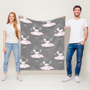 Roze & Grijs Couture Ballerina Meisjes Slaapkamer Fleece Deken