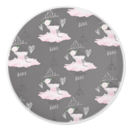 Roze & Grijs Couture Ballerina Meisjes Slaapkamer Keramische Knop